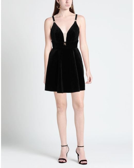 Elisabetta Franchi Black Mini Dress Cotton, Elastane