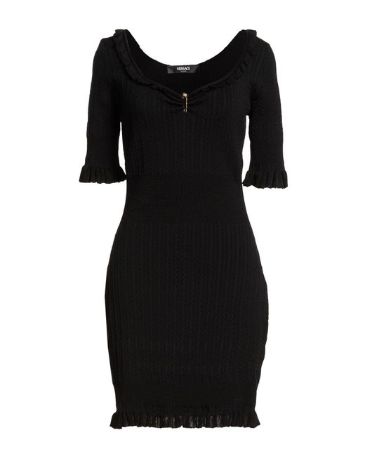 Versace Black Mini Dress Virgin Wool, Viscose, Polyamide, Elastane