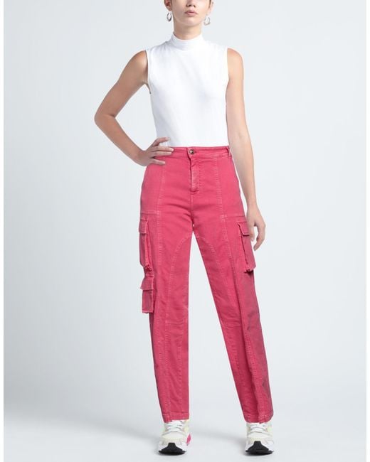 Versace Jeans Couture Pink Fuchsia Pants Cotton, Elastane