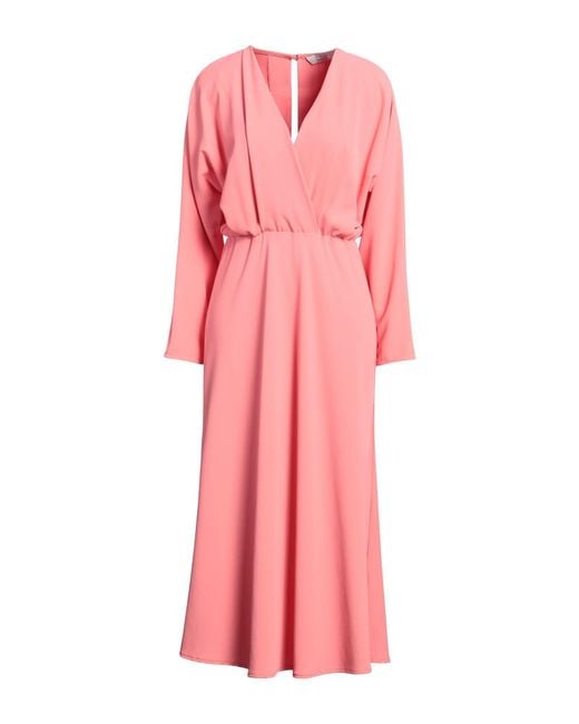 Kaos Pink Midi Dress Polyester, Elastane