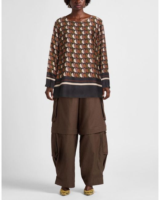 Elena Miro Brown Military Top Viscose
