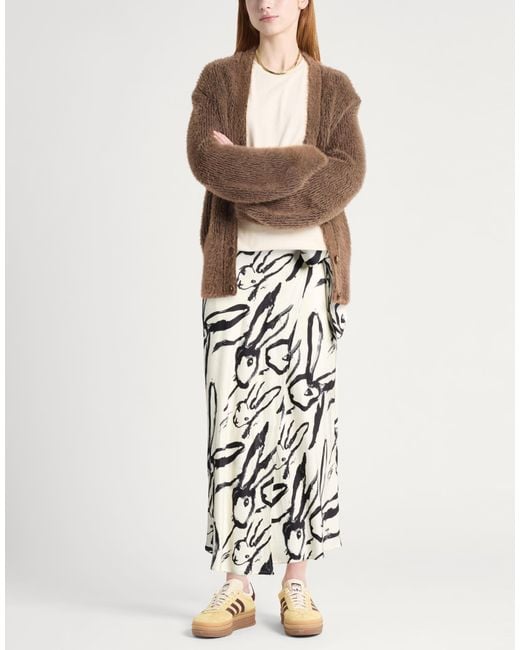 MSGM White Ivory Midi Skirt Viscose