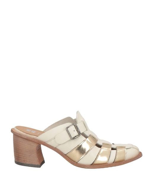 Moma White Cream Mules & Clogs Leather
