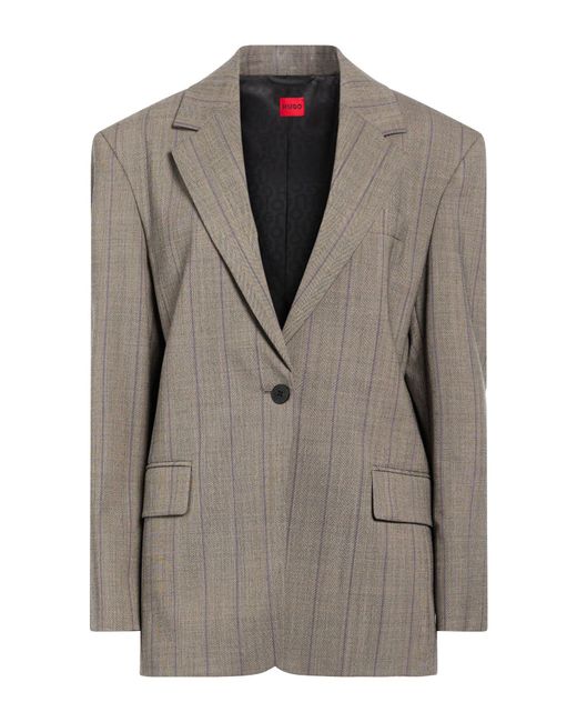 HUGO Gray Blazer Polyester, Wool, Elastane