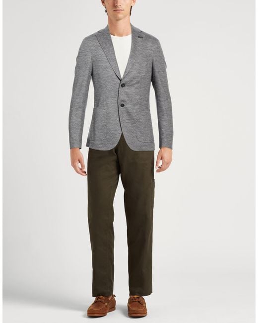 Paoloni Gray Blazer Virgin Wool, Cotton for men