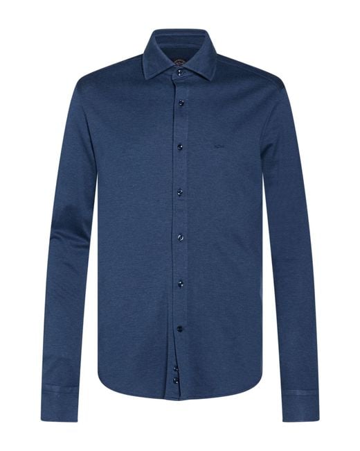 Paul & Shark Blue Shirt Cotton for men