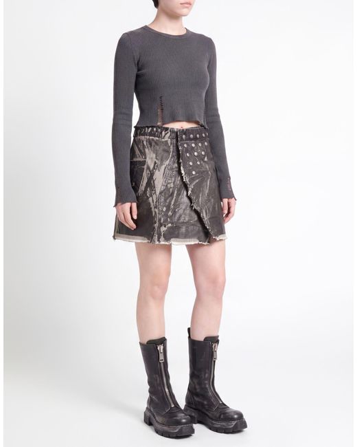 Rick Owens Gray Denim Skirt Cotton