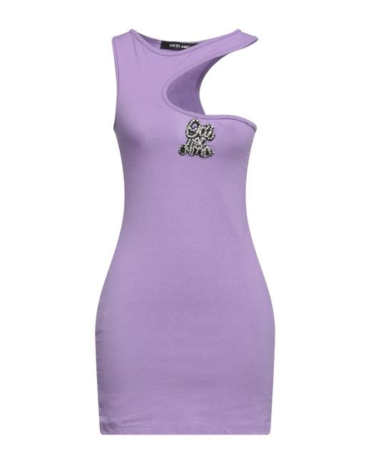 Odi Et Amo Purple Mauve Mini Dress Cotton