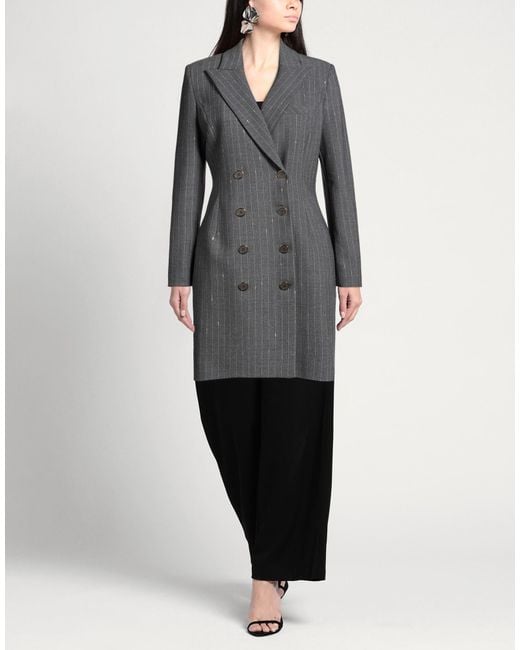 SIMONA CORSELLINI Gray Coat Polyester, Wool, Elastane