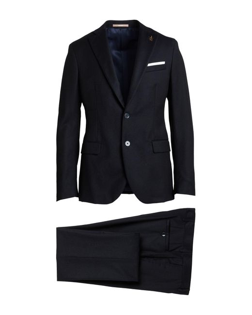 Paoloni Blue Midnight Suit Virgin Wool for men