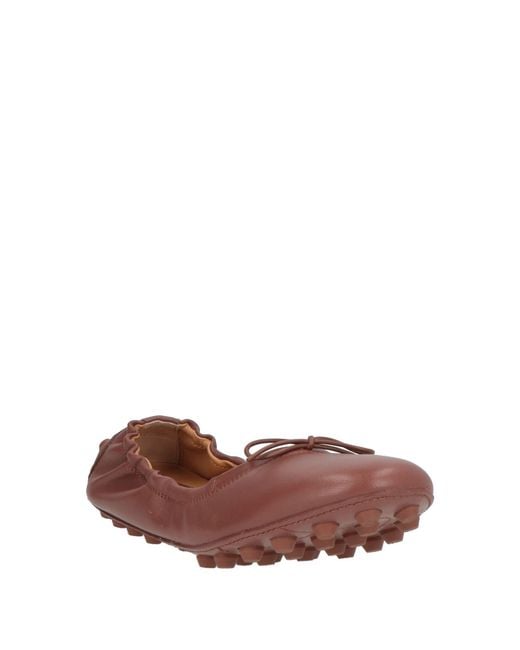 Tod's Brown Brick Ballet Flats Leather