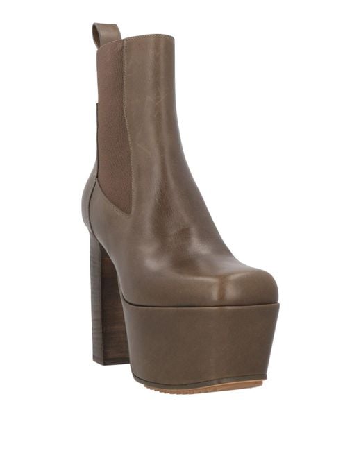 Rick Owens Brown Military Ankle Boots Leather