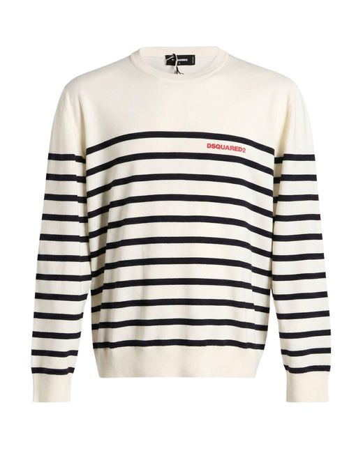 DSquared² White Cream Sweater Wool for men