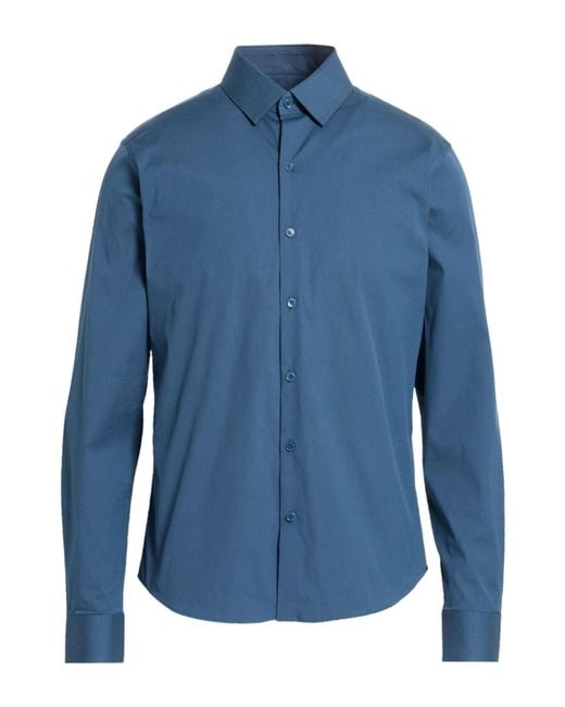 Sandro Blue Shirt Cotton, Polyamide, Elastane for men