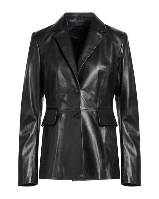 Desa Nineteenseventytwo Black Blazer Leather