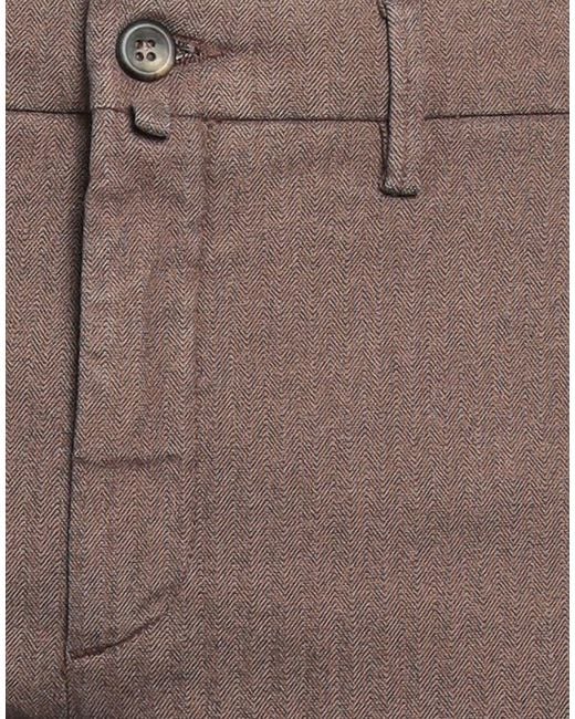 Siviglia Brown Herringbone Tapered Slim-Fit Chino Pants for men