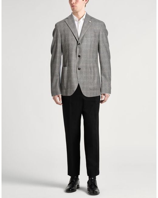Luigi Bianchi Gray Blazer Wool for men