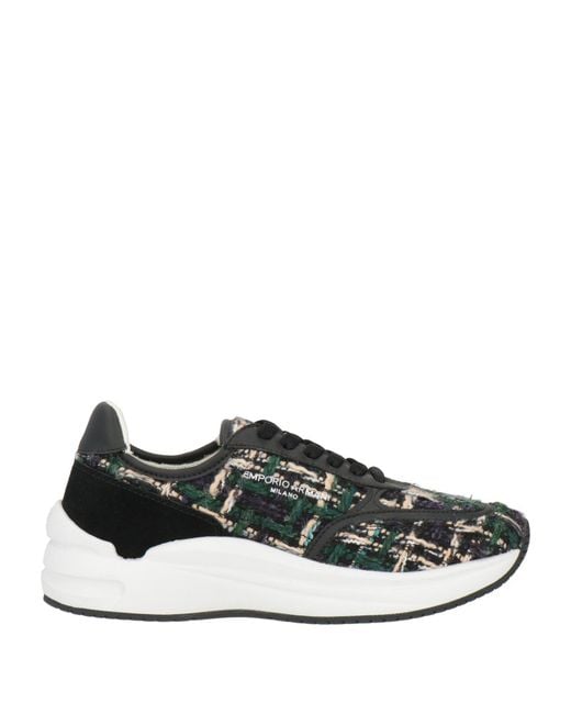 Emporio Armani Black Sneakers Textile Fibers, Leather