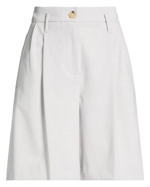 SOLOTRE White Shorts & Bermuda Shorts Polyester, Viscose, Elastane