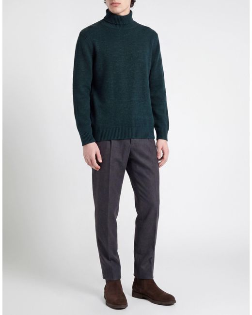 FILIPPO DE LAURENTIIS Blue Dark Turtleneck Merino Wool, Silk, Cashmere for men
