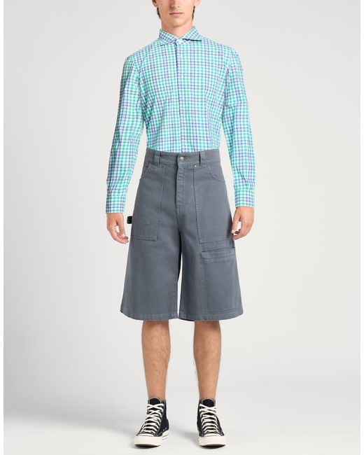 Isaia Blue Shirt Cotton for men