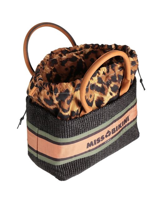 Miss Bikini Black Handbag Natural Fibers, Leather