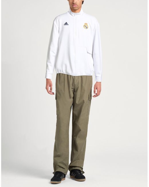 Adidas White Sweatshirt Cotton, Recycled Polyester for men