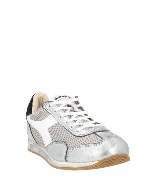 Diadora White Sneakers Leather, Textile Fibers