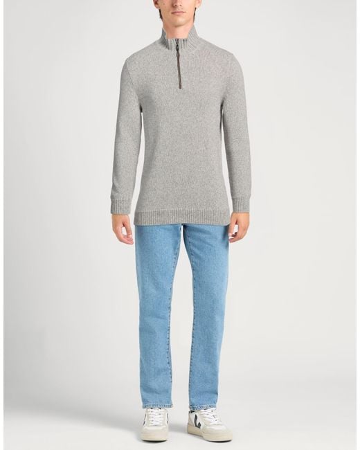 Fedeli Gray Turtleneck Cashmere, Leather for men
