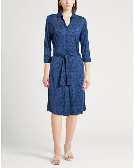 Majestic Filatures Blue Slate Mini Dress Virgin Wool, Lyocell