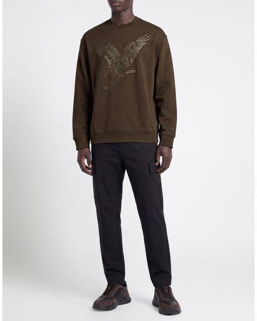 ARMANI EXCHANGE Brown Military Sweatshirt Cotton, Polyester, Elastane for men