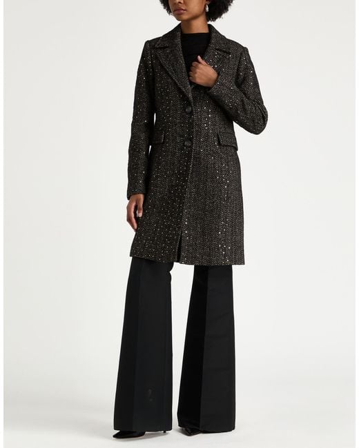 Kaos Black Coat Polyester, Wool, Cotton, Acrylic, Synthetic Fibers
