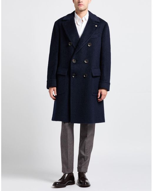 Gabriele Pasini Blue Midnight Coat Wool, Mohair Wool for men