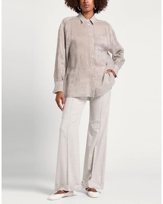 Brunello Cucinelli Gray Dark Shirt Linen, Silk