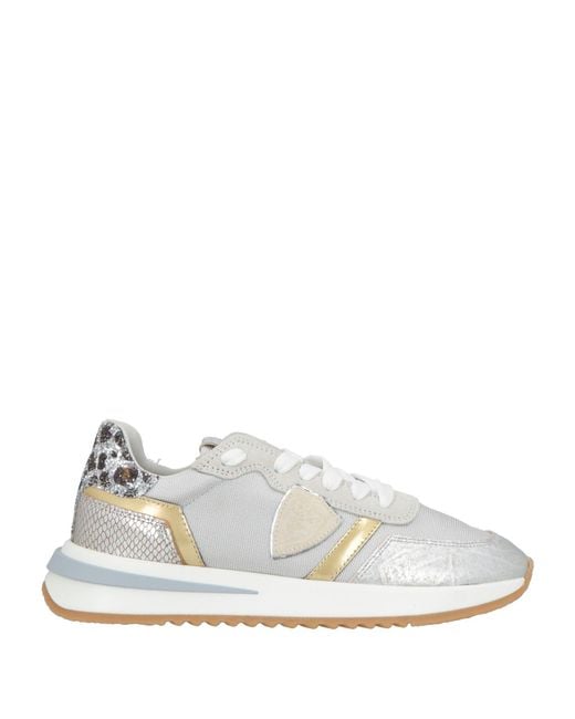 Philippe Model White Sneakers Leather, Textile Fibers