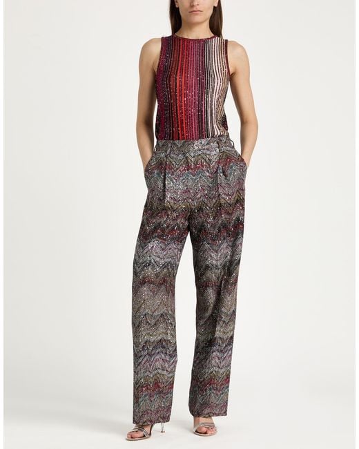 Missoni Gray Pants Viscose, Polyamide, Polyester, Metallic Fiber