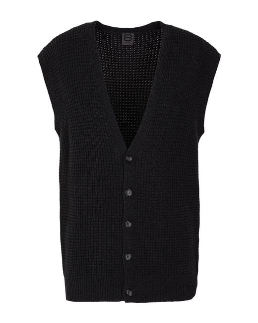 8 by YOOX Black Cotton S/Less Cardigan Cardigan Cotton, Recycled Cotton for men