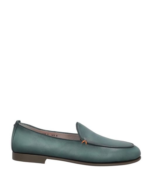Santoni Green Dark Loafers Leather for men