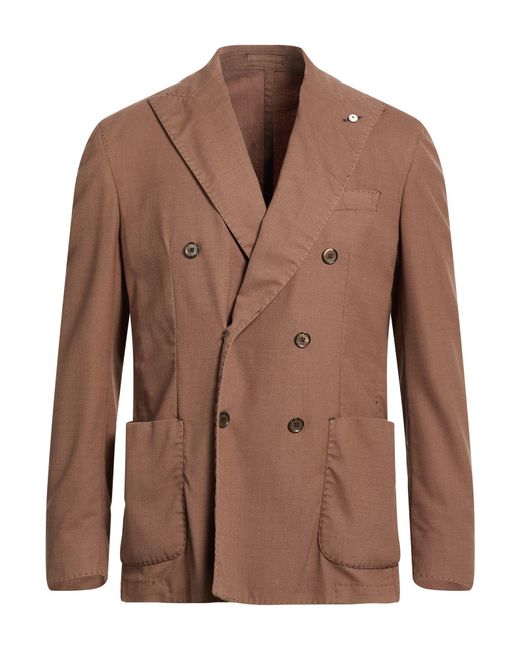 L.b.m. 1911 Brown Blazer Virgin Wool, Wool, Elastane for men