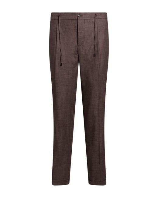 Luigi Borrelli Napoli Brown Pants Virgin Wool, Cotton for men