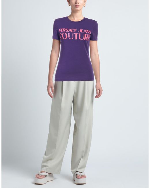 Versace Jeans Couture Purple T-Shirt Cotton, Elastane