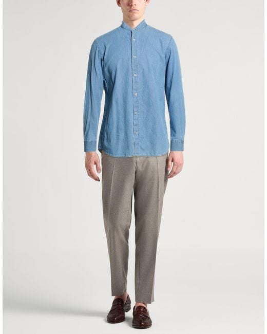 Moorer Blue Denim Shirt Cotton for men