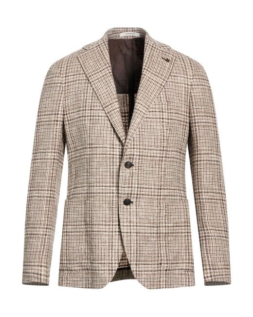 Tagliatore Brown Sand Blazer Wool, Alpaca Wool, Polyamide, Silk, Linen for men
