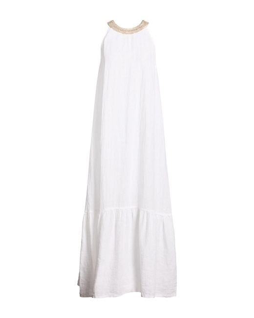 120% Lino White Maxi Dress Linen