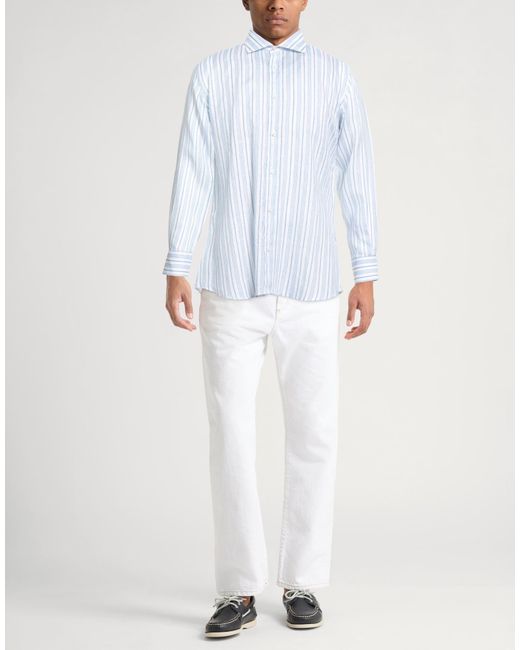 Fedeli Blue Shirt Linen for men
