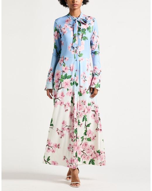 Oscar de la Renta Blue Maxi Dress Viscose, Elastane