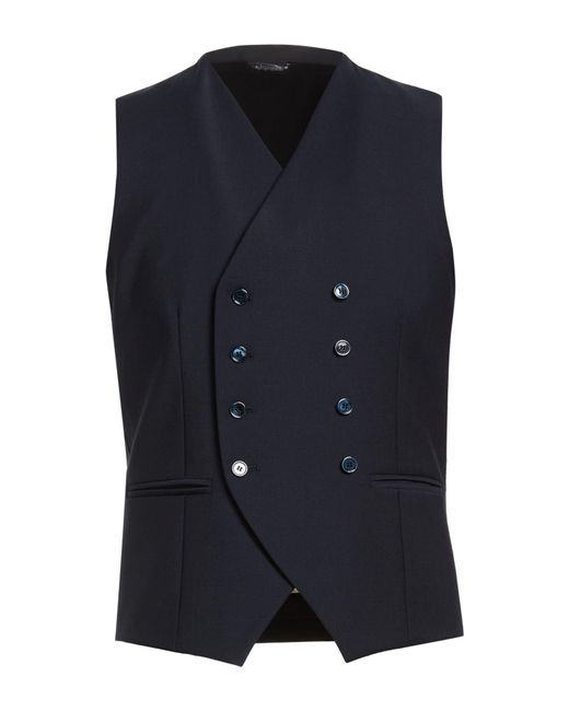 Daniele Alessandrini Blue Tailored Vest Wool, Polyester, Elastane for men
