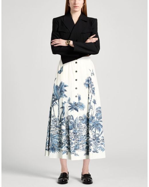 Dior Blue Midi Skirt Cotton, Silk