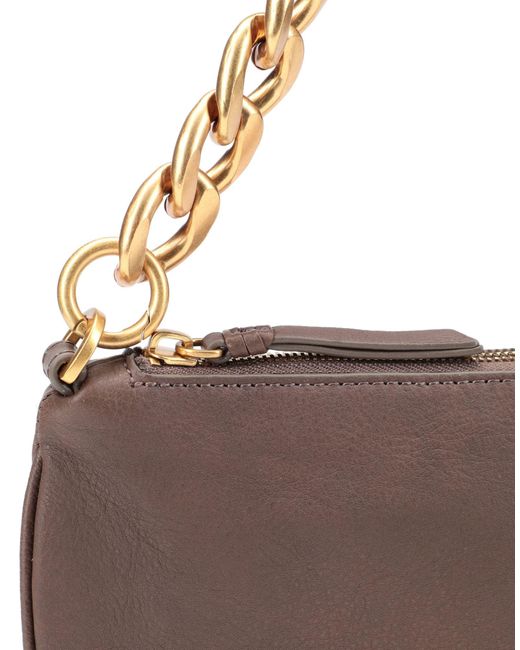 LES VISIONNAIRES Brown Livia Chain Soft Grainy Leather -- Handbag Bovine Leather