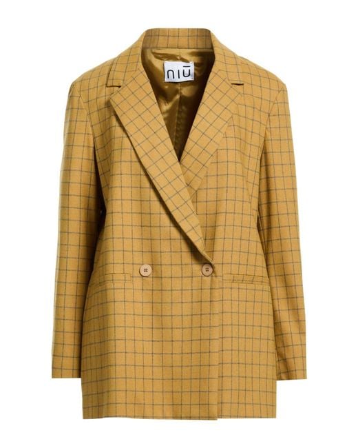 Niu Metallic Marigold Blazer Viscose, Polyester, Wool, Elastane